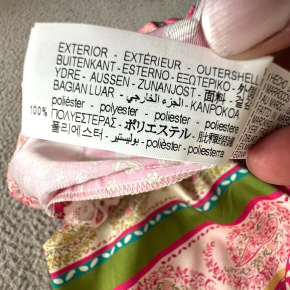 Zara Patchwork Print Scarf Pink Green Mini Deep V - Picture 10 of 16